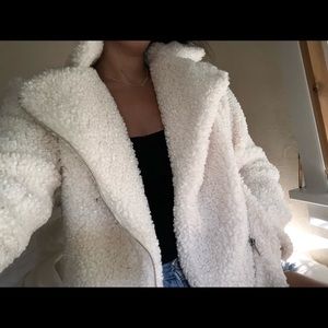 Faux fur moto jacket